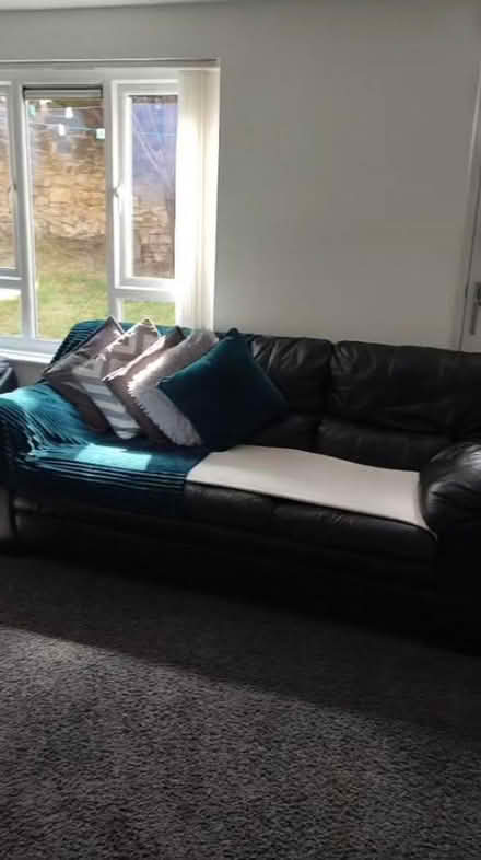 Photo of free 2x 3 seater full leather sofas (Walkley S6) #1