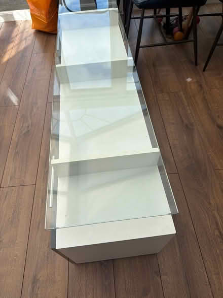 Photo of free Glass top tv stand (Knotty ash) #2