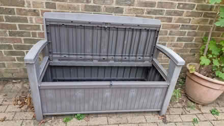 Photo of free Plastic garden bench with storage (Addington CR0) #2