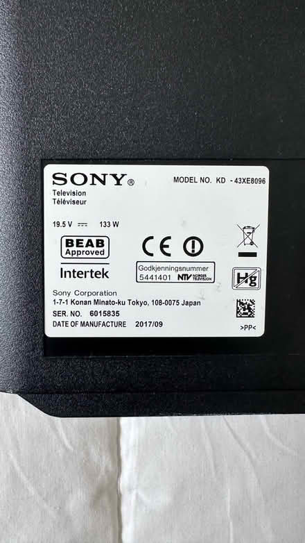 Photo of free TV Sony KD43XE8096 (Crouch end) #2
