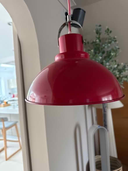 Photo of free Red metallic pendant light fitting (Clothall Common SG7) #1