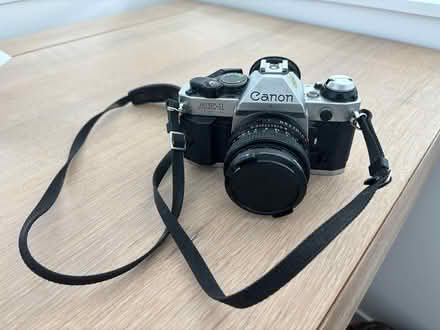 Photo of free Canon AE1 camera, flash & telephoto (Lewis Mountain Road area (UVa)) #1