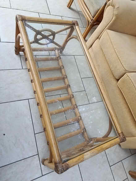 Photo of free Glass topped bamboo coffee table (Burnham) #2