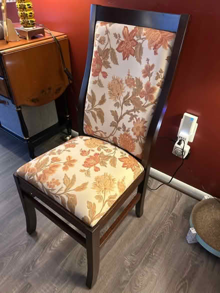 Photo of free Wood & upholstery chair (Owings Mills,MD) #1