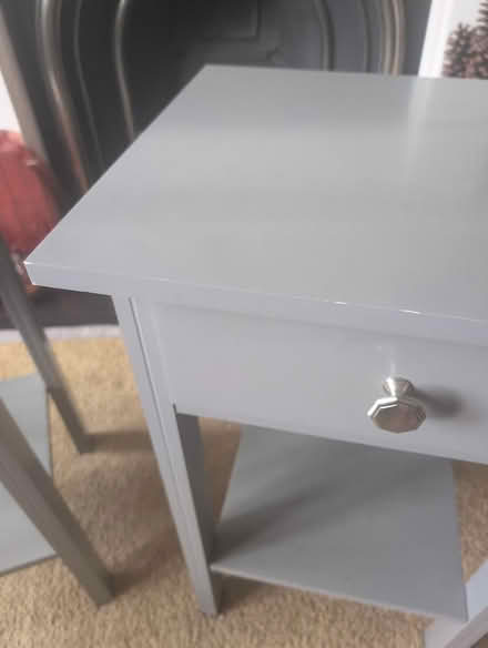 Photo of free Grey side tables with single drawer (Mansfield Woodhouse) #2