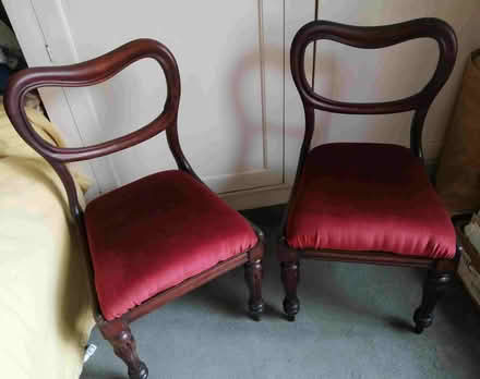 Photo of free 2 red velvet seated chairs (Eastfield PE1) #1