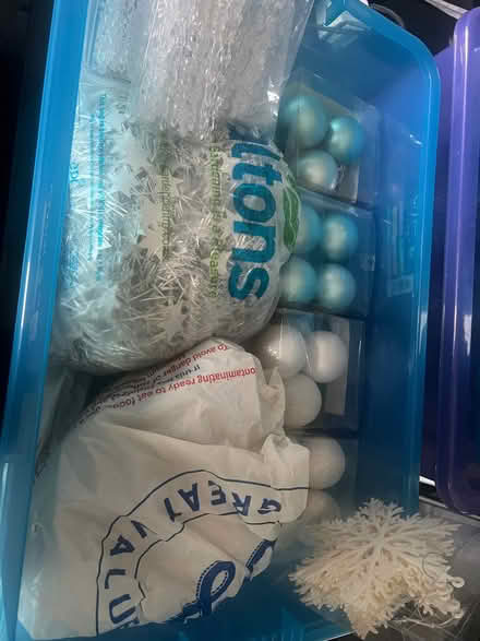 Photo of free Set of blue, silver and white Christmas tree decorations (Fobbing SS17) #1