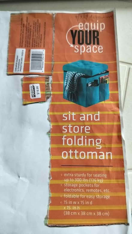 Photo of free Teal storage ottoman (Highland Park) #3