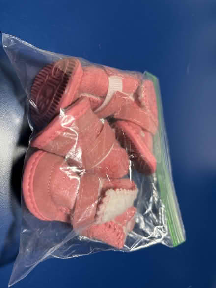 Photo of free pink faux suede dog boots (Derwood, MD) #1