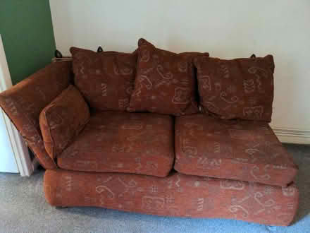 Photo of free Short red sofa and footstool (Timmy's BN2) #3
