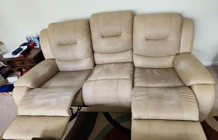 Photo of free Faux leather reclining sofa (Waverly woods, Woodstock, MD) #2