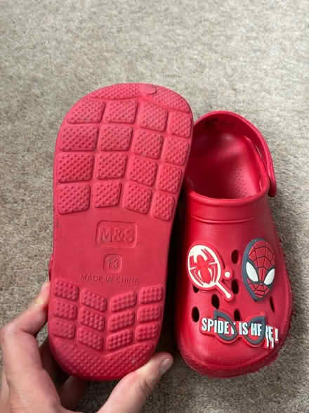 Photo of free B13 kids Spiderman croc-like shoes (kings heath B13) #1