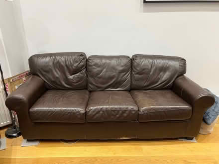 Photo of free Two brown leather sofas (West Brompton SW6) #1