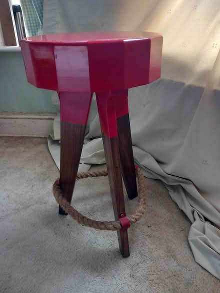 Photo of free Tall red wood & rope bar stool (Bournemouth BH9) #1