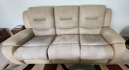 Photo of free Faux leather reclining sofa (Waverly woods, Woodstock, MD) #1