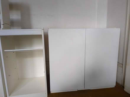 Photo of free White wood cupboards and shelves (North Finchley) #2