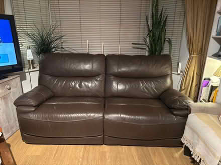 Photo of free Brown leather sofa (Pennylands WN8) #1