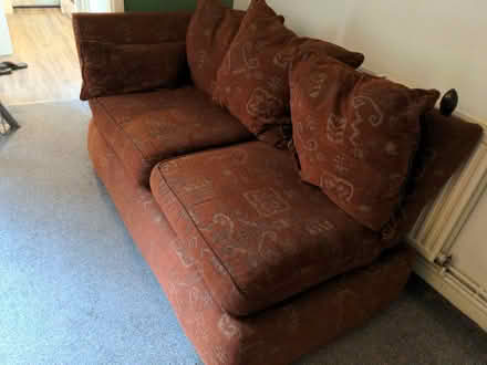 Photo of free Short red sofa and footstool (Timmy's BN2) #2