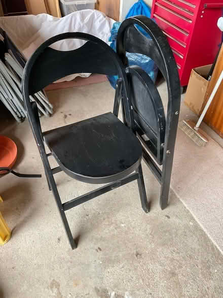 Photo of free 2 collapsible foldaway black dining chairs (East Carleton NR14) #1