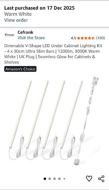 Photo of free V-Shape Under Cabinet Lighting Kit - 4pcs 30cm Dimmable LED (Pudsey LS28) #1