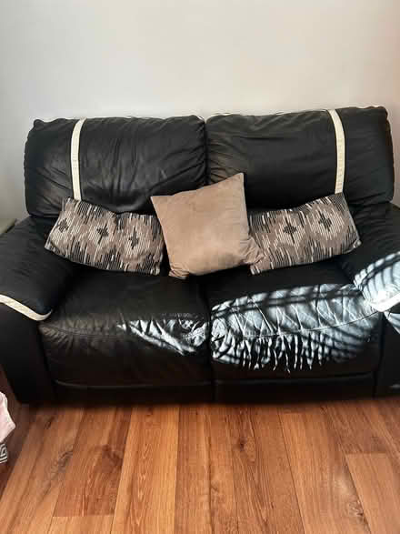 Photo of free Black/cream leather sofas and chair (Haxey DN9) #3