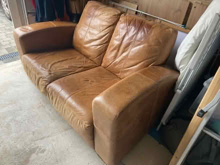 Photo of free Tan leather 2 seat sofa (Lexden CO3) #1