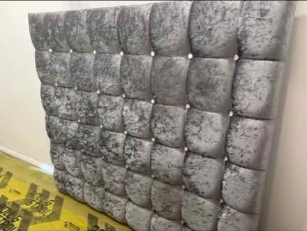 Photo of free Grey 5 foot wide tall velour headboard (Waltham Abbey EN9) #2