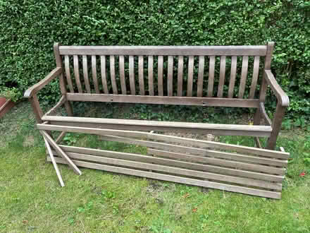 Photo of free Broken hardwood three seater garden bench. (Ballynafoy BT7) #4