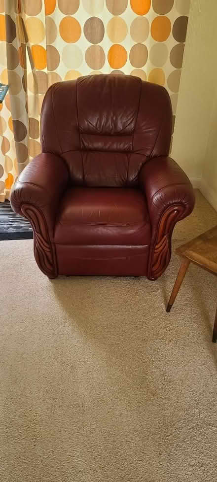 Photo of free Leather sofa and armchair (Warton, near Carnforth LA5) #2