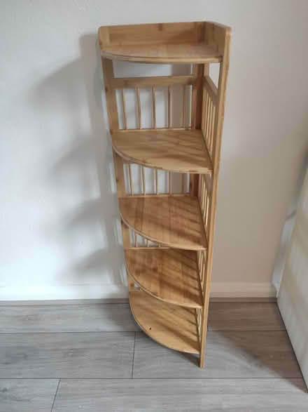 Photo of free Wooden corner shelving unit (E10 6RH) #3