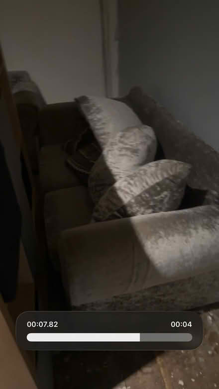 Photo of free 2 Crushed Velvet Sofas, Grey, 2 and 3 Seater (Ashbrooke SR2) #3