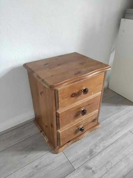 Photo of free Wooden bedside table with 3 drawers (E10 6RH) #3