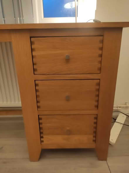 Photo of free Wooden desk with 3 drawers (E10 6RH) #2
