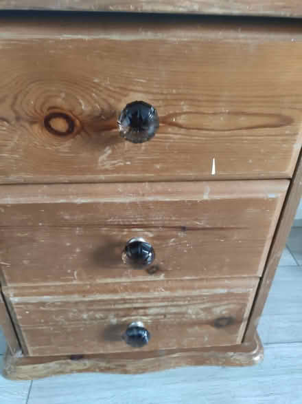 Photo of free Wooden bedside table with 3 drawers (E10 6RH) #1