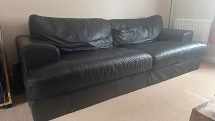 Photo of free Black 3 seater leather sofa (Peacehaven BN10) #1