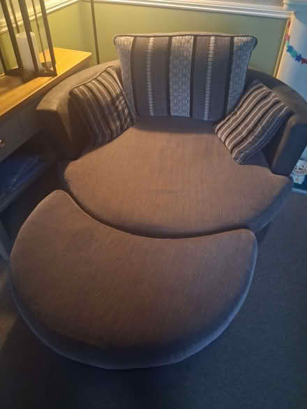 Photo of free Grey DFS Swivel Cuddle Chair And Footsool (Deer Park PL3) #2