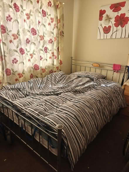 Photo of free Double Metal Bed Frame – Silver (Cathays, Cardiff, CF10) #1