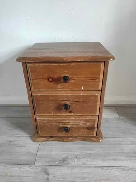 Photo of free Wooden bedside table with 3 drawers (E10 6RH) #4