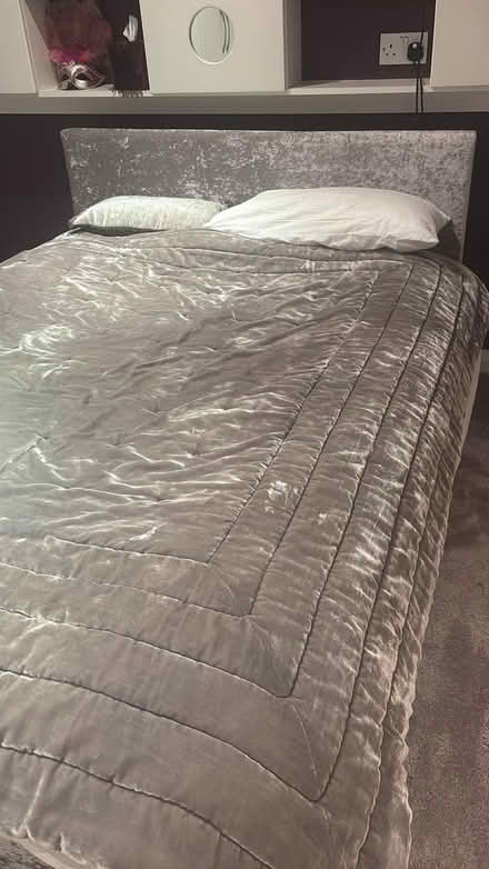 Photo of free Silver Velvet Double Bed (East Finchley) #2