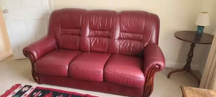 Photo of free Leather sofa and armchair (Warton, near Carnforth LA5) #1