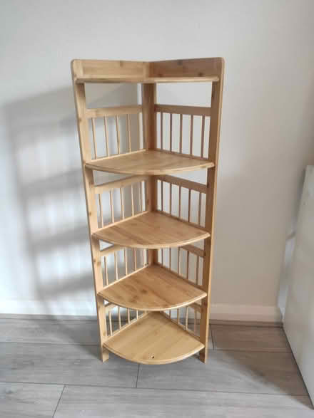 Photo of free Wooden corner shelving unit (E10 6RH) #4