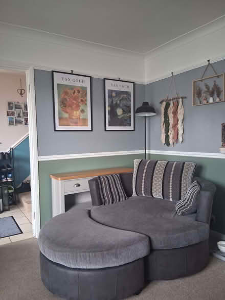 Photo of free Grey DFS Swivel Cuddle Chair And Footsool (Deer Park PL3) #1
