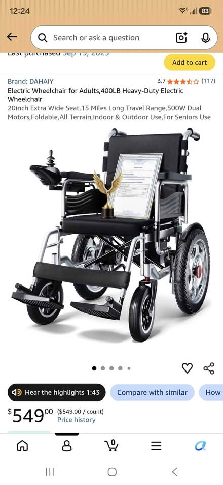 Photo of free Power wheelchair (Pawtucket off newport ave.) #1