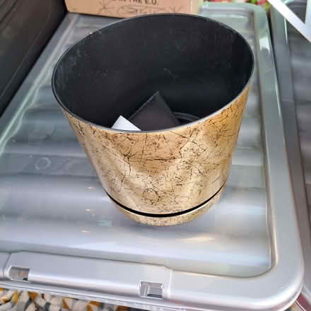 Photo of free Modern gold self watering plat pot. About 20cm across (Old Town TN40) #2