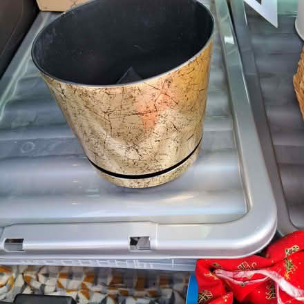 Photo of free Modern gold self watering plat pot. About 20cm across (Old Town TN40) #1
