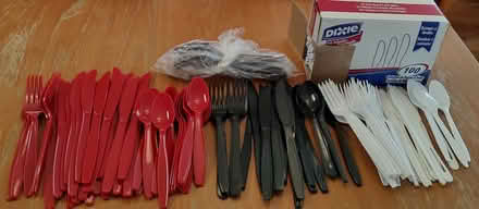 Photo of free Plastic cutlery Red/Black/White ((south) Central Park - Denver) #1