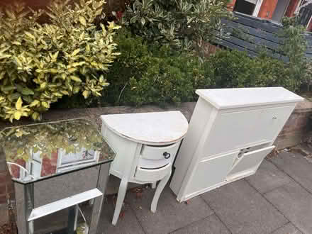 Photo of free ikea shoe cabinet bedside table and glass side table (Hanwell W13) #1