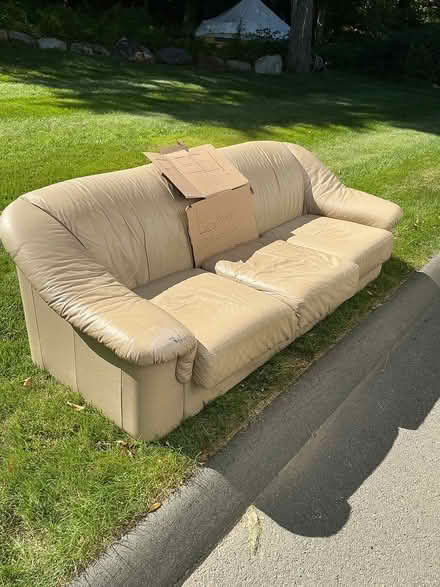 Photo of free Leather three cushion sofa (Tolland) #1