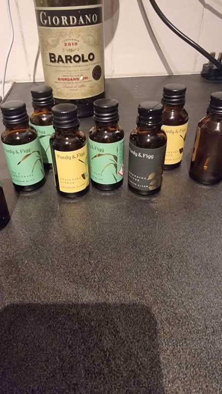 Photo of free 9 empty Purdy &.Figg bottles (stroud green N4) #1