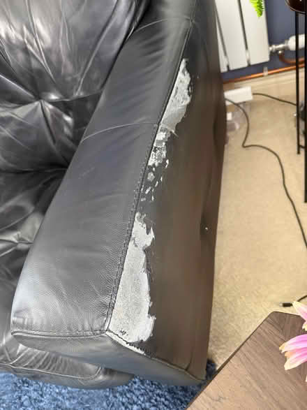 Photo of free Black Leather Corner Sofa with Chaise & Matching Footstool (Chelmsley Wood B37) #3